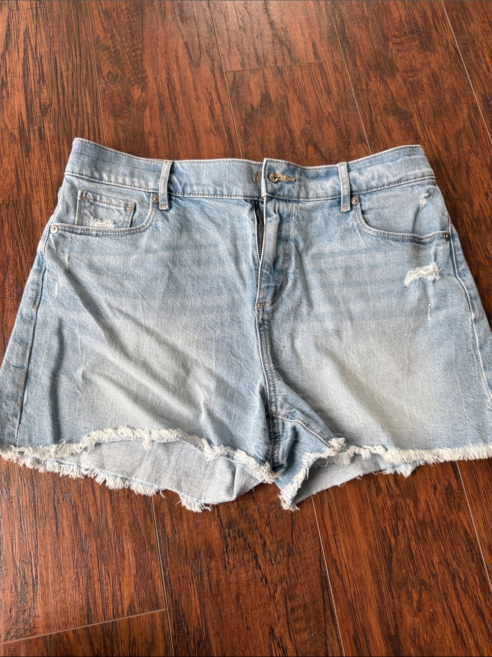 LOFT Light Wash Distressed Denim Shorts